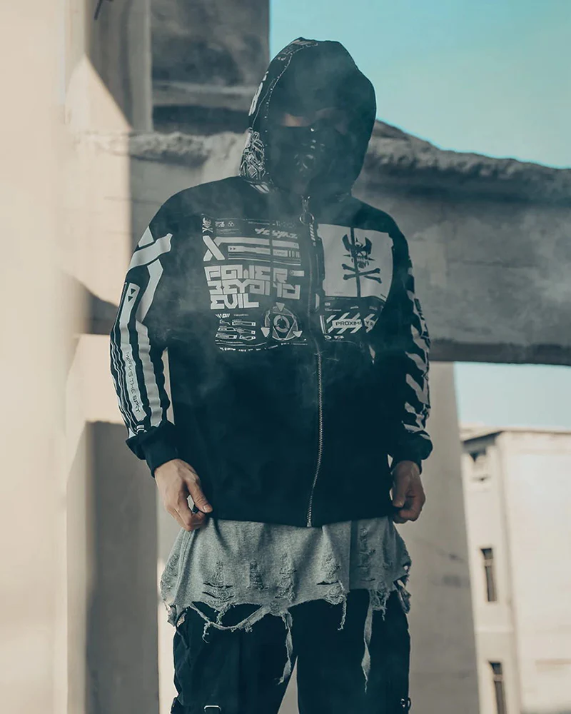 Darkness Cyber Zip Hooded Jacket - Image 4