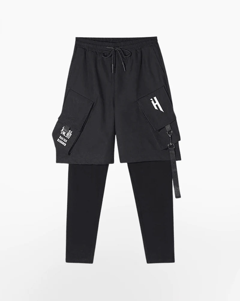Fake Two Black Techwear Cargo Pants - Image 7