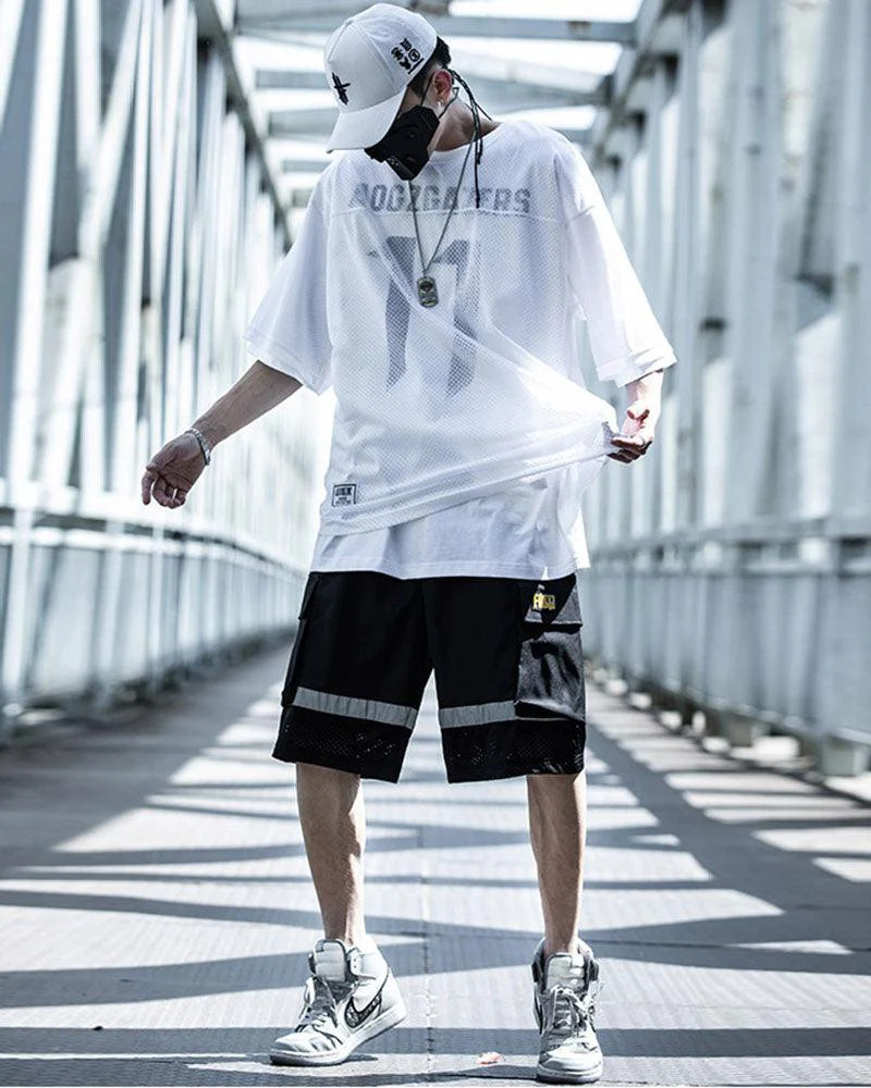 Fake Two-piece Mesh Techwear T-Shirt - Image 10