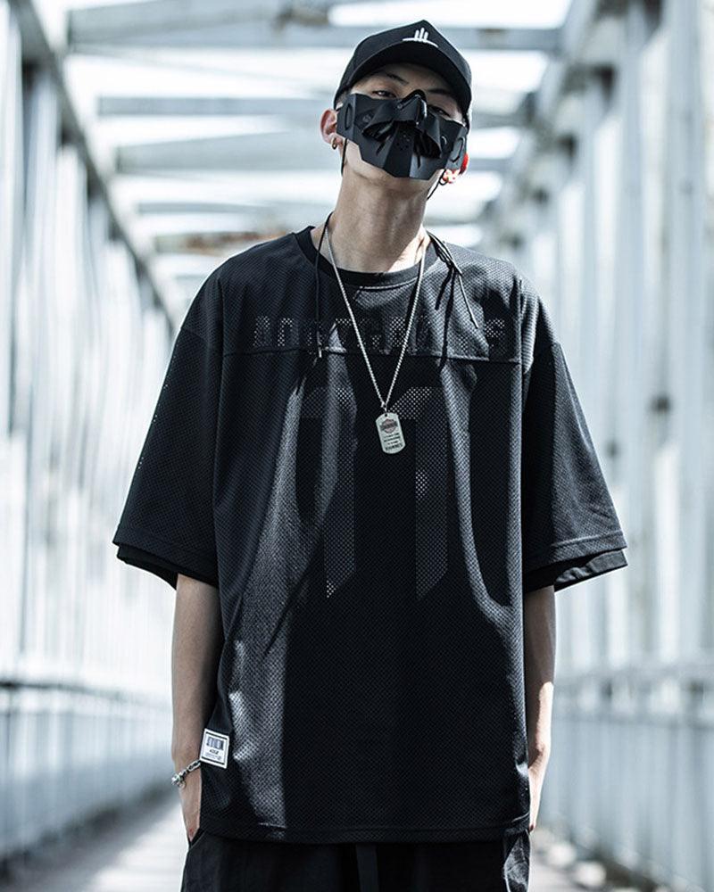Fake Two-piece Mesh Techwear T-Shirt - Image 3