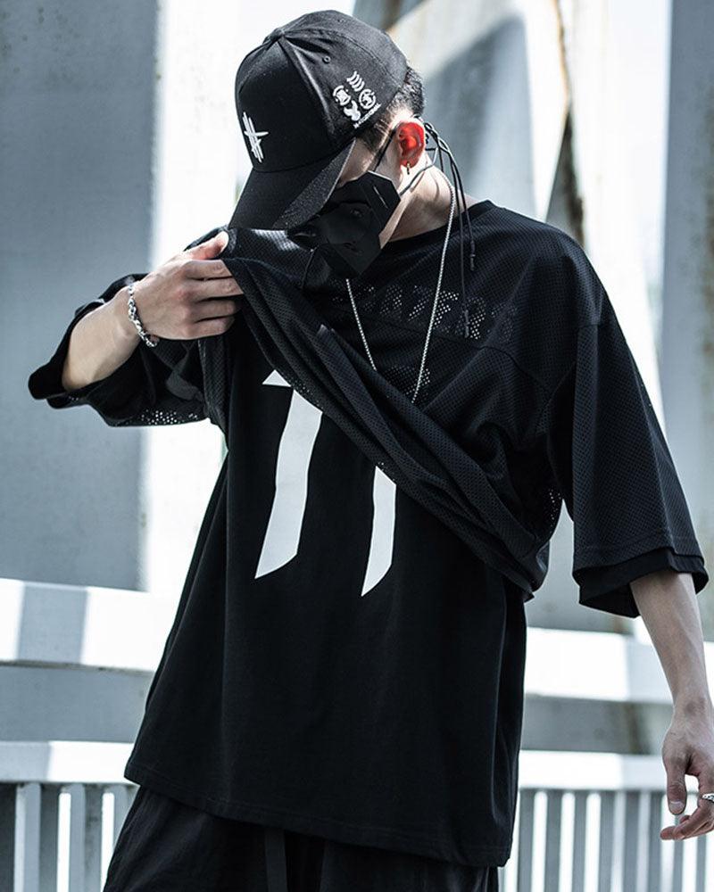 Fake Two-piece Mesh Techwear T-Shirt - Image 4