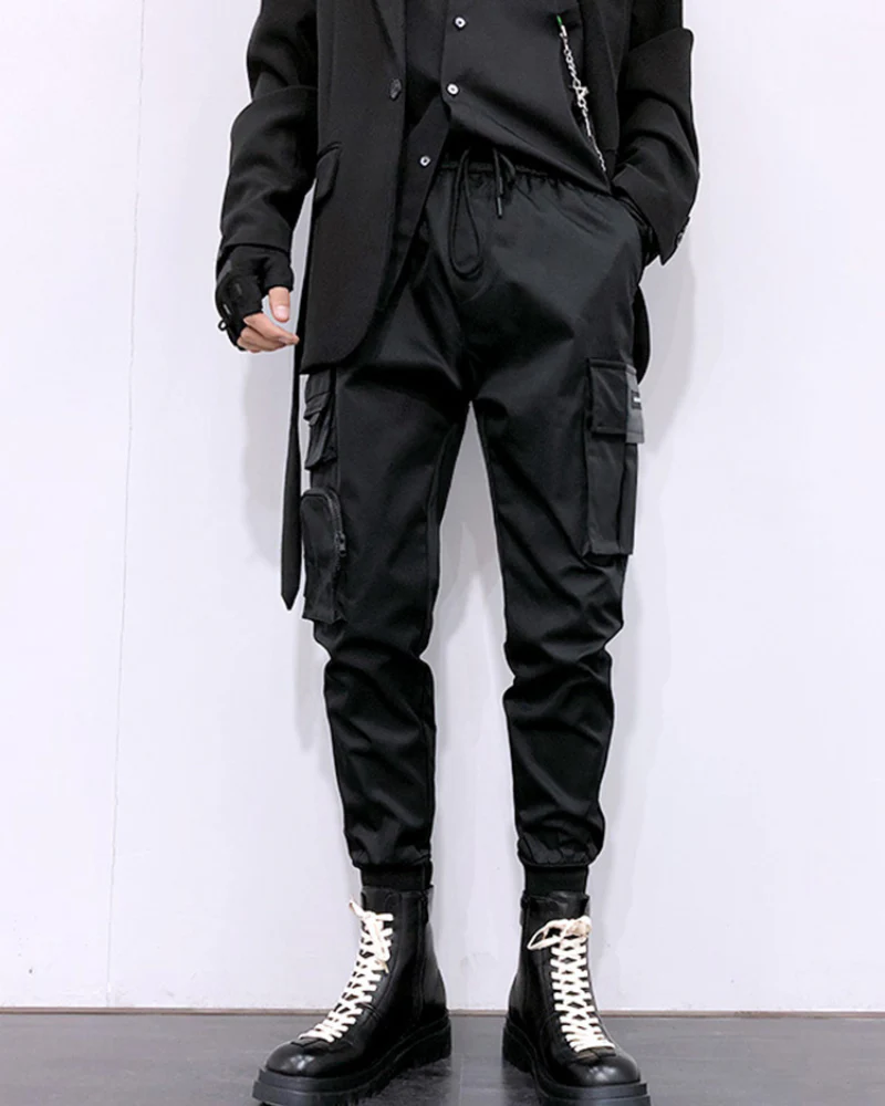 Techwear Black Cargo Jogger Pants - Image 4