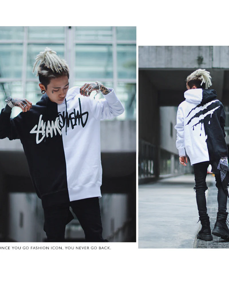 Techwear Claw Marks Black and White Hoodie - Image 7