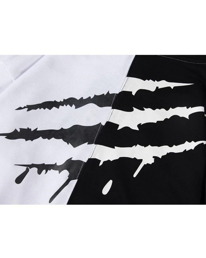 Techwear Claw Marks Black and White Hoodie - Image 8