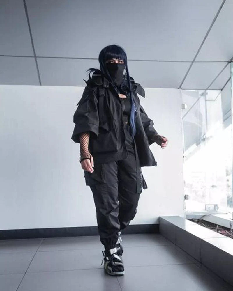 Techwear Futuristic Short Sleeve Hooded Jacket - Image 11