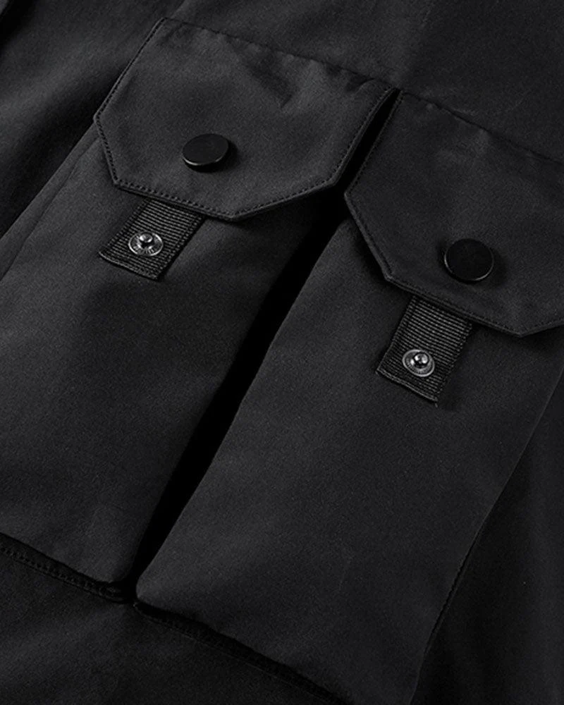 Techwear Futuristic Short Sleeve Hooded Jacket - Image 17