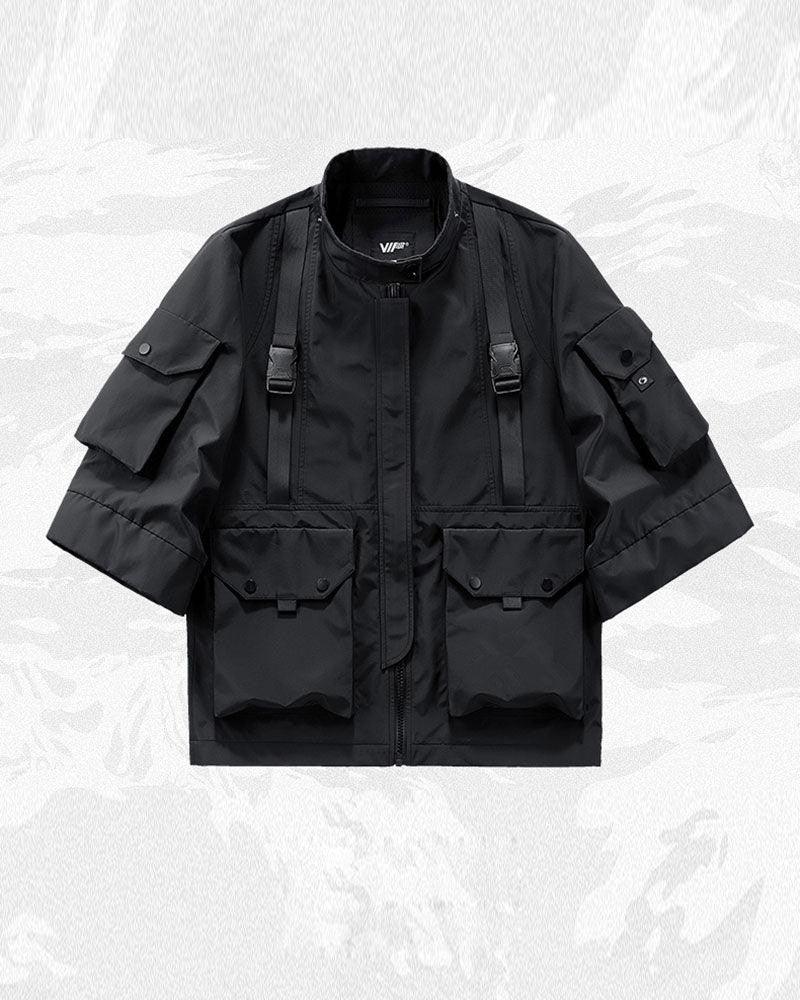 Techwear Futuristic Short Sleeve Hooded Jacket - Image 5