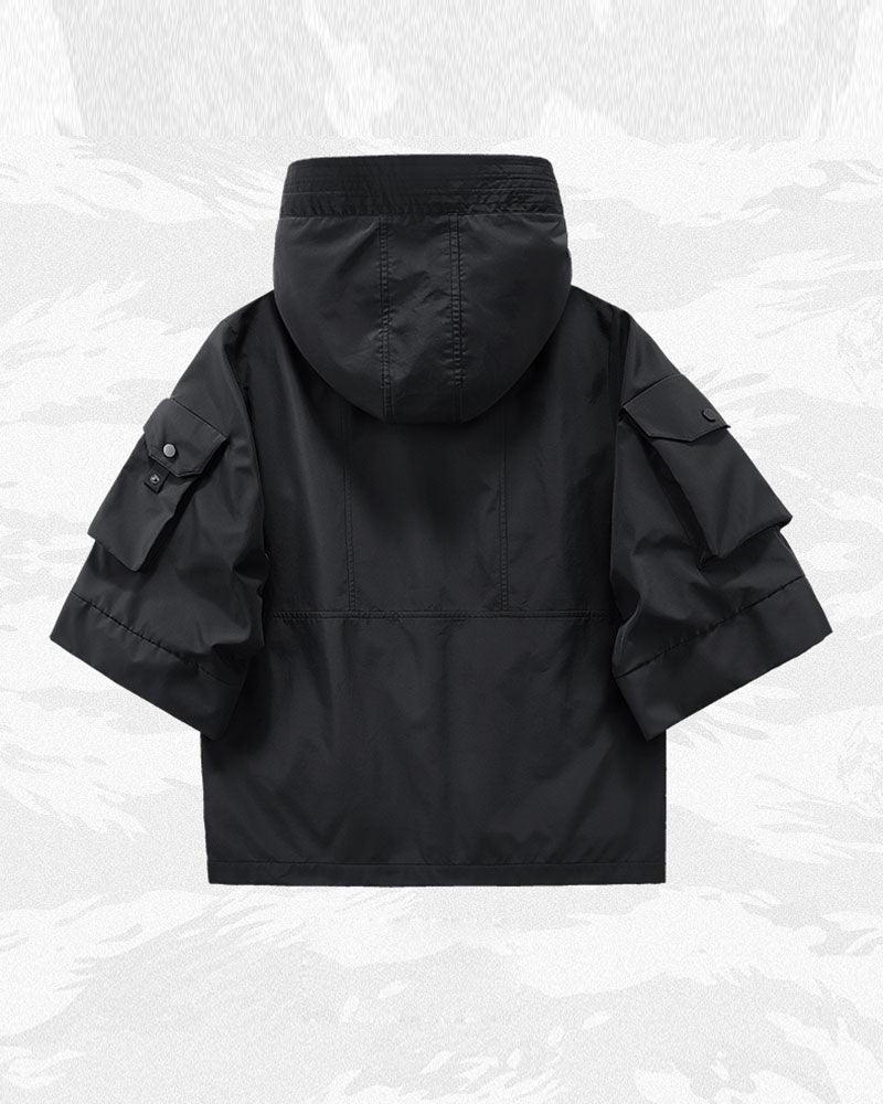 Techwear Futuristic Short Sleeve Hooded Jacket - Image 6
