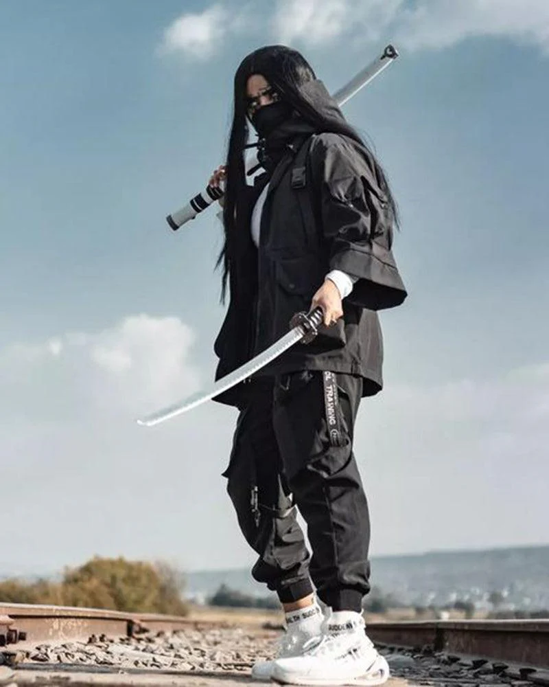 Techwear Futuristic Short Sleeve Hooded Jacket - Image 8