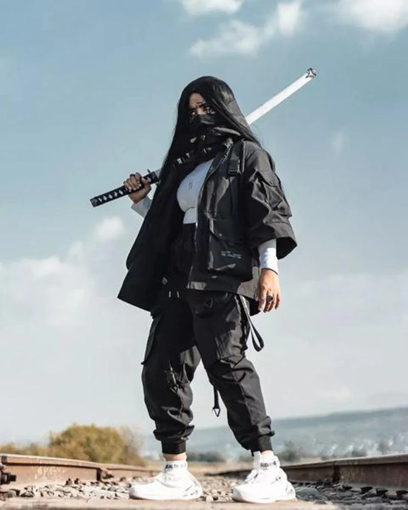 Techwear Futuristic Short Sleeve Hooded Jacket - Image 9