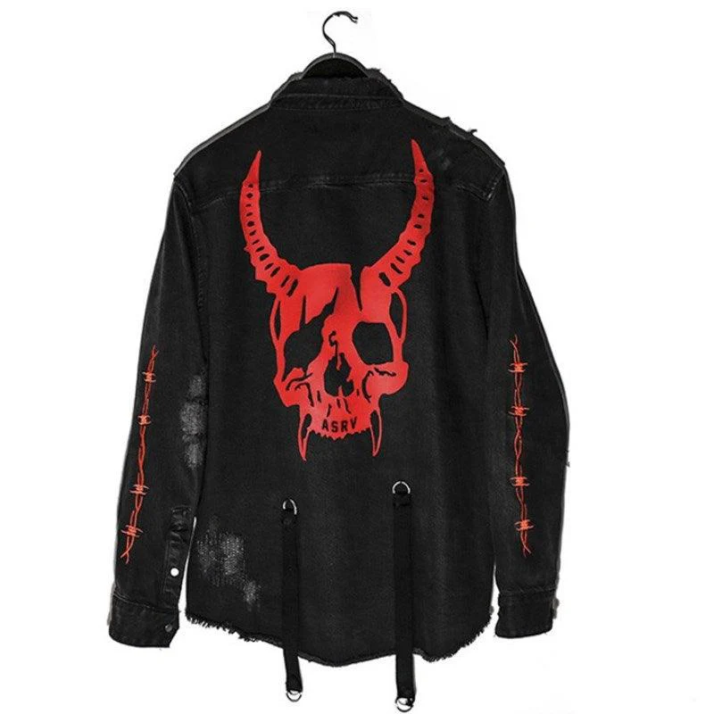 Techwear Harajuku Horns Denim Jacket - Image 6