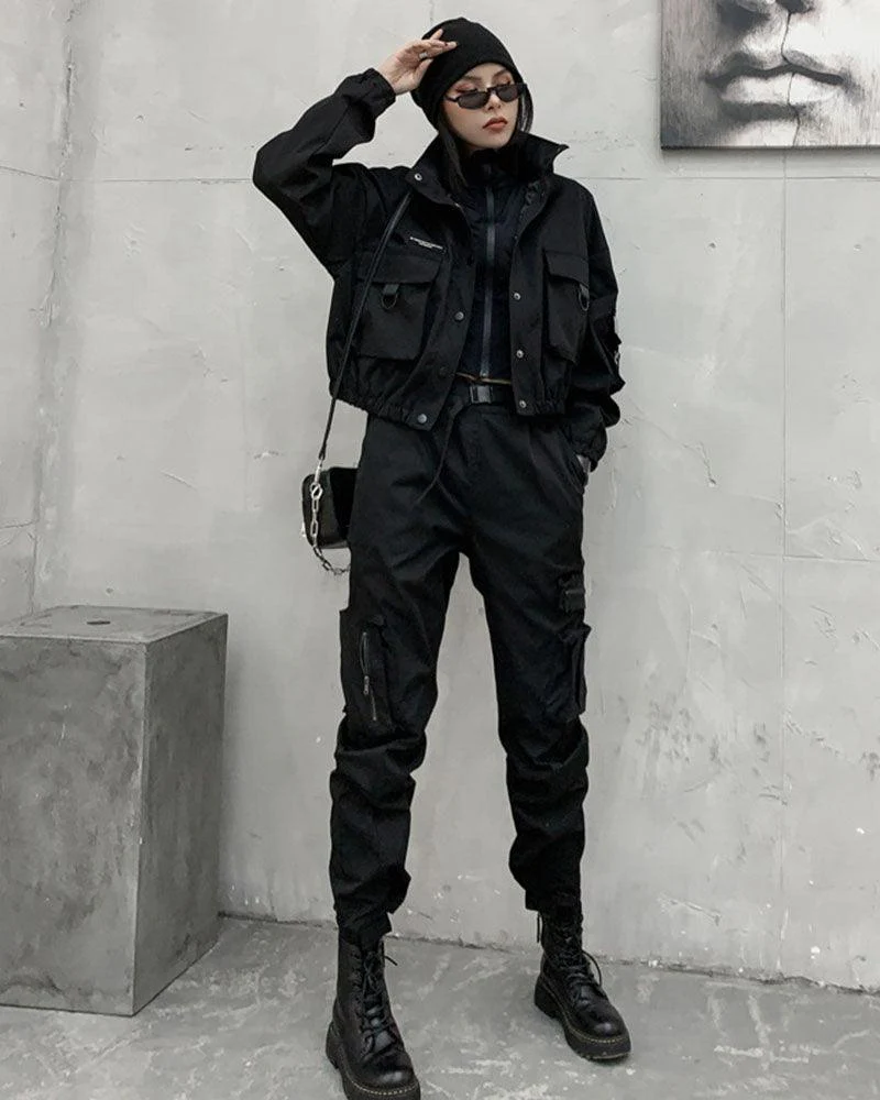 Techwear Outfits Black Jacket And Pants Set(Sold Separately) - Image 11