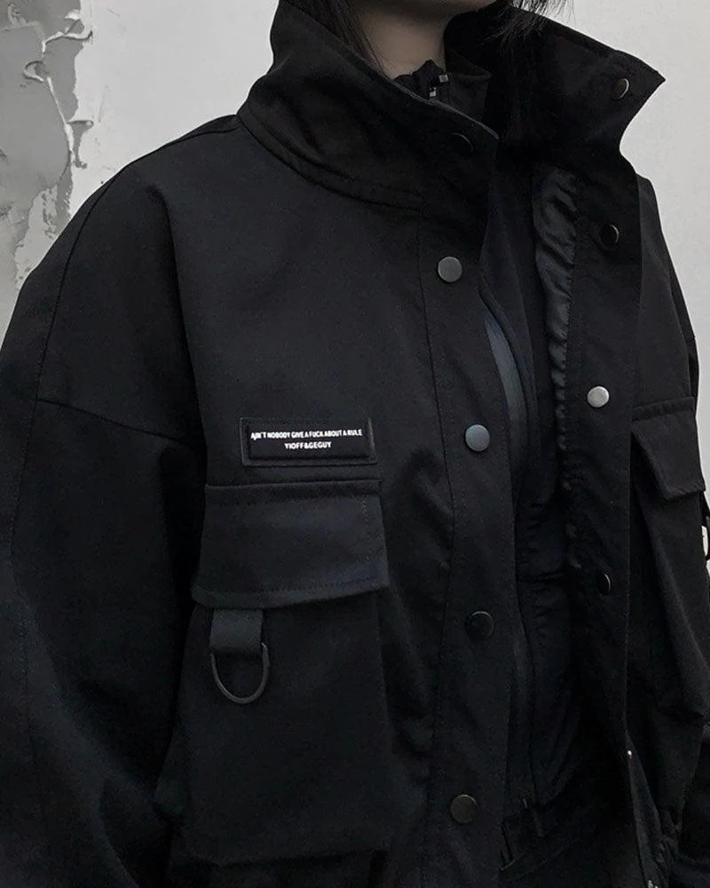 Techwear Outfits Black Jacket And Pants Set(Sold Separately) - Image 12