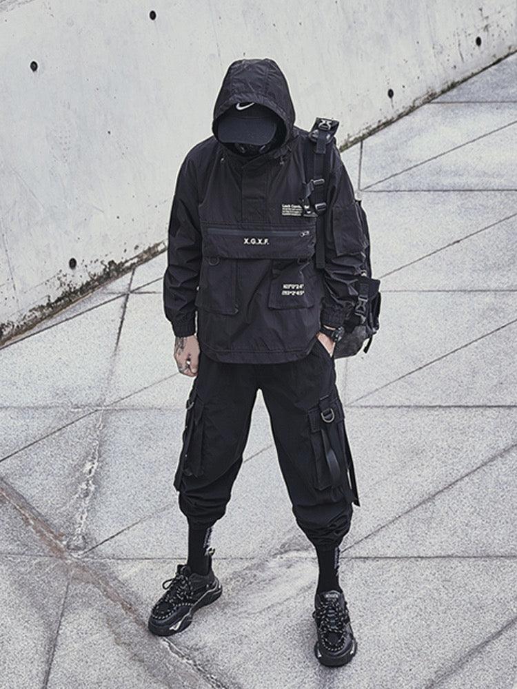 Techwear Streetwear Big Pocket Hooded Jacket - Image 8