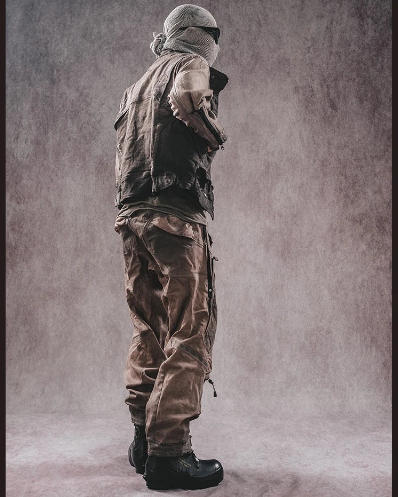 Wasteland Wear 3D Cut Distressed Double-Layer Cargo Pants - Image 7