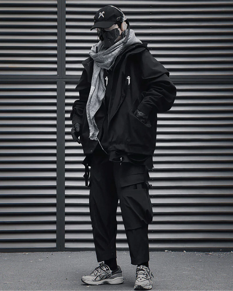 Wasteland Wear Torn Hem Fake Two-piece Unisex Jacket - Image 10