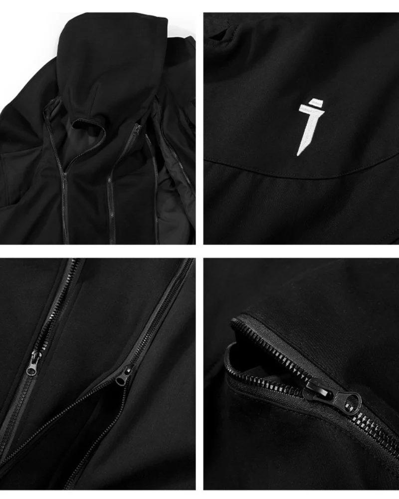 Wasteland Wear Torn Hem Fake Two-piece Unisex Jacket - Image 11