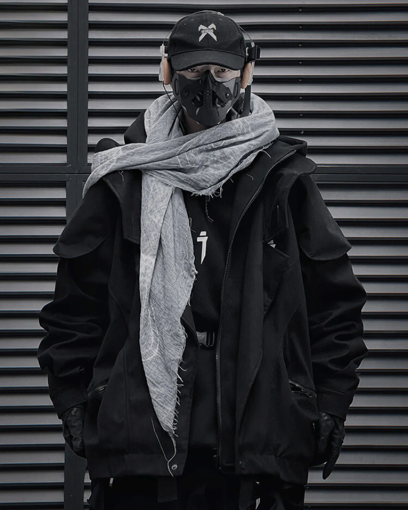Wasteland Wear Torn Hem Fake Two-piece Unisex Jacket - Image 4