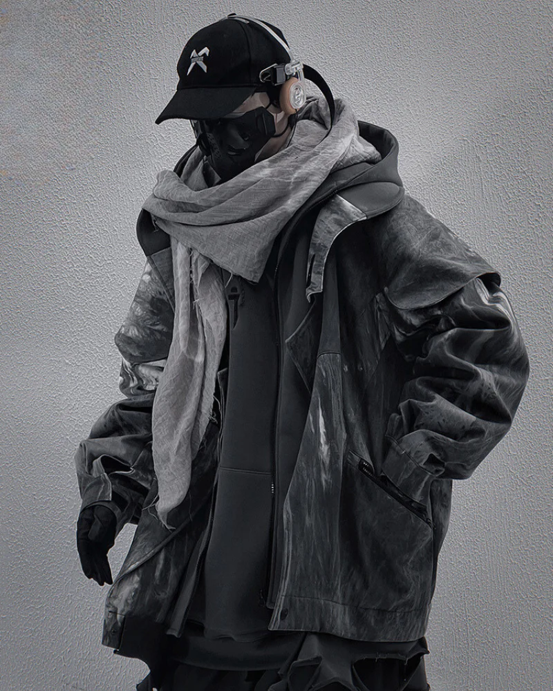 Wasteland Wear Torn Hem Fake Two-piece Unisex Jacket - Image 8