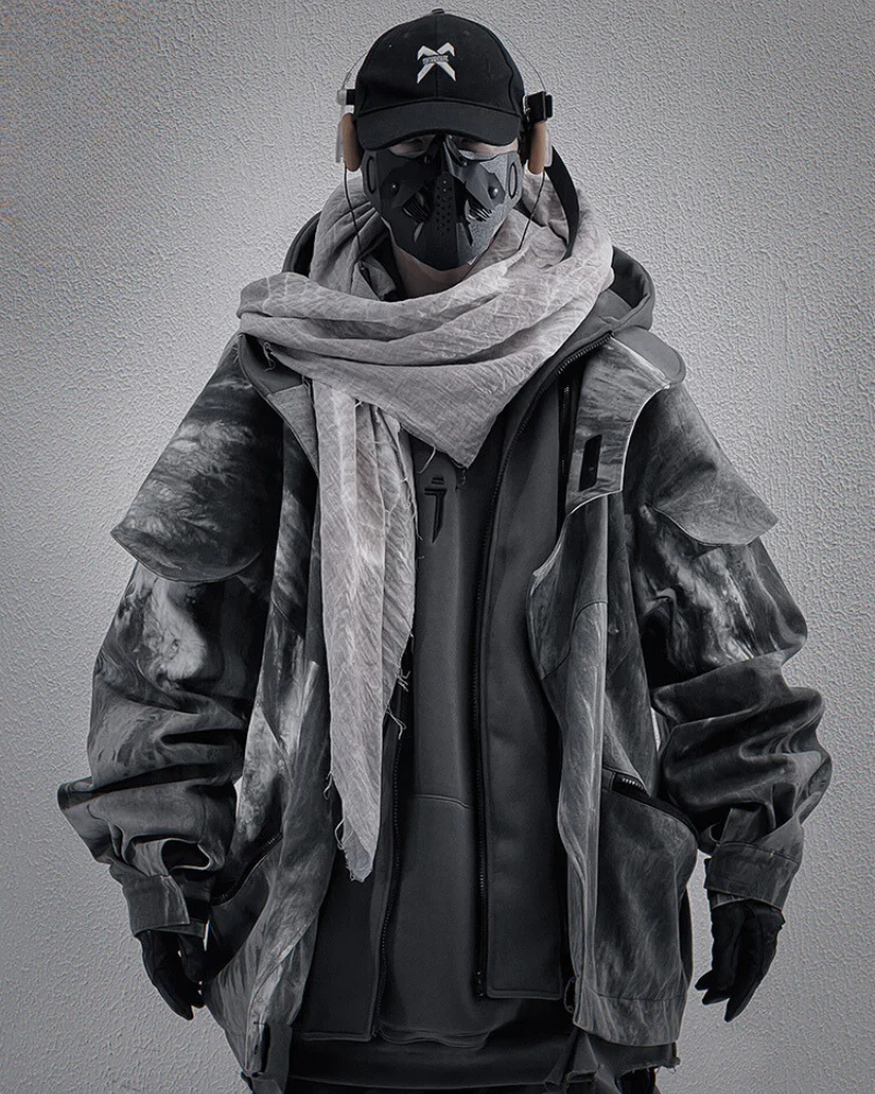Wasteland Wear Torn Hem Fake Two-piece Unisex Jacket - Image 9